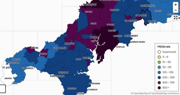 Covid clusters in the south, west and mid Cornwall Covid clusters in the south, west and mid Cornwall